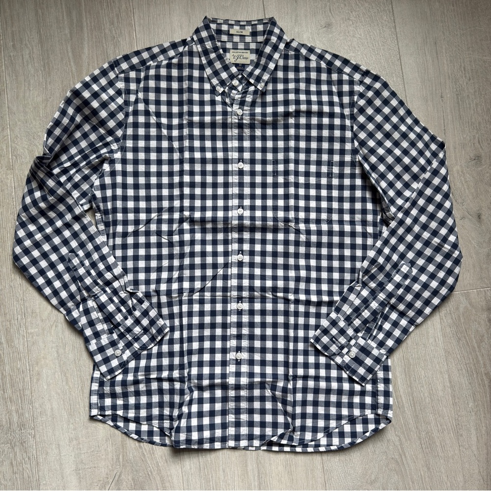 J. Crew Blue and White Casual Button Down Shirt